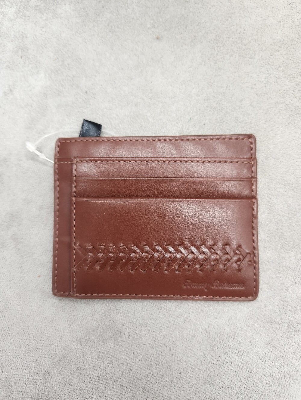 Tommy Bahama Wallet Men's Brown Cognac 100% Leather Slim Flat Cardholder New $75